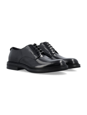 DOLCE & GABBANA Elegant Black Leather Derby Dress Shoes for Men