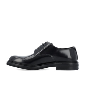 DOLCE & GABBANA Elegant Black Leather Derby Dress Shoes for Men