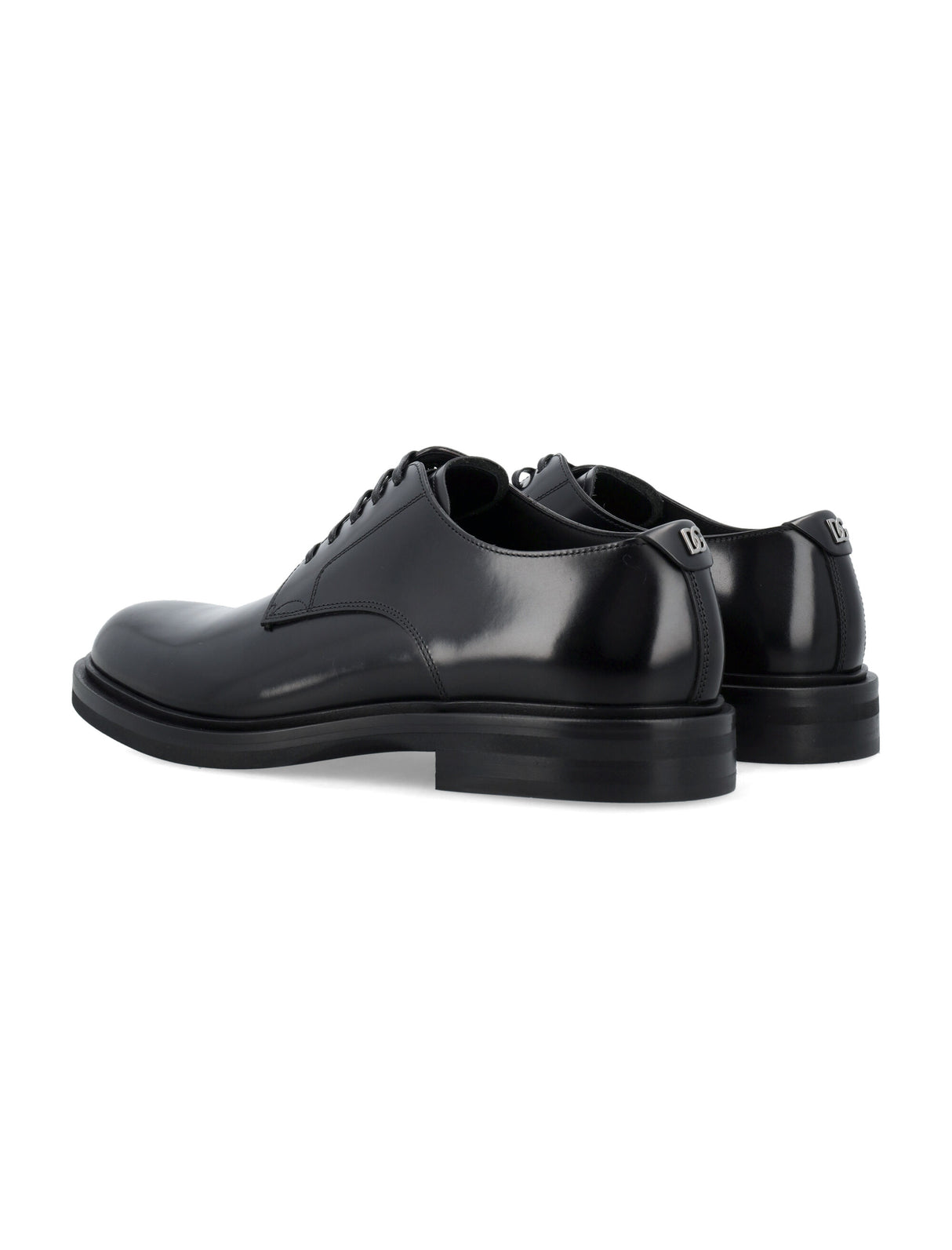 DOLCE & GABBANA Elegant Black Leather Derby Dress Shoes for Men