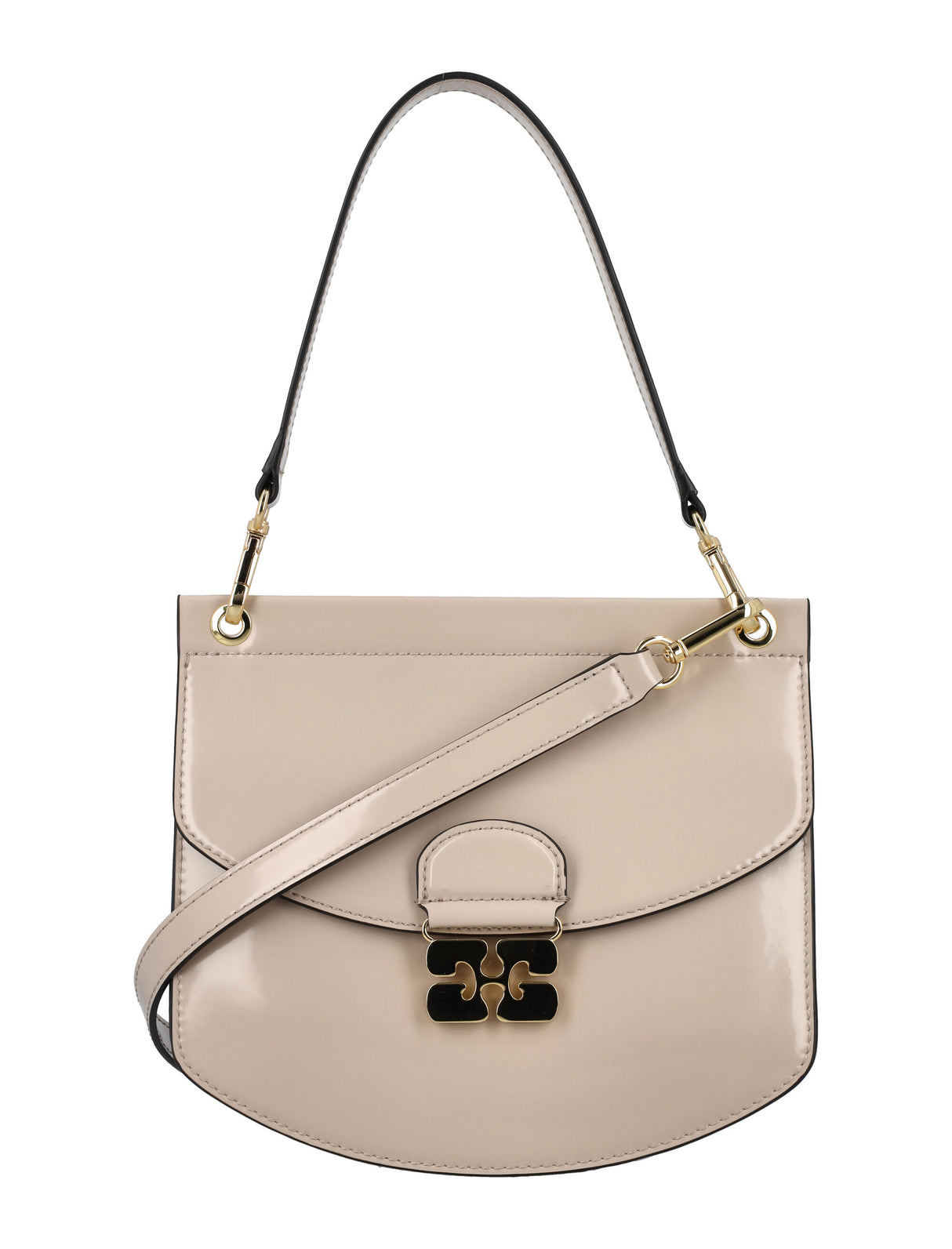 GANNI Chic Oyster Gray Mini Leather Handbag