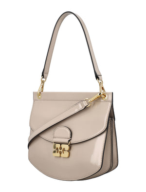 GANNI Chic Oyster Gray Mini Leather Handbag