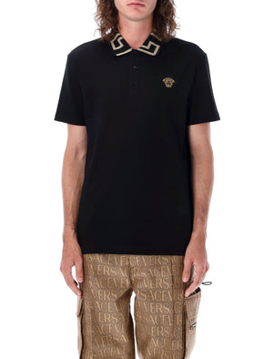 VERSACE Embroidered Medusa Logo Cotton Polo Shirt