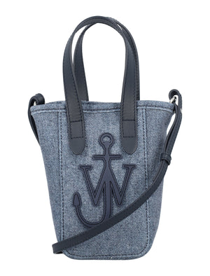 JW ANDERSON Compact Denim Mini Tote with Leather Accents - 18x13x5 cm