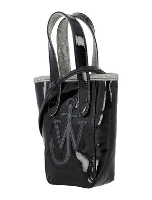 JW ANDERSON Mini Belt Tote Handbag in Glossy Black (18.5cm x 15cm x 5cm)