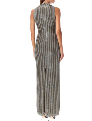 TOM FORD Metallic Olive Braided Long Dress