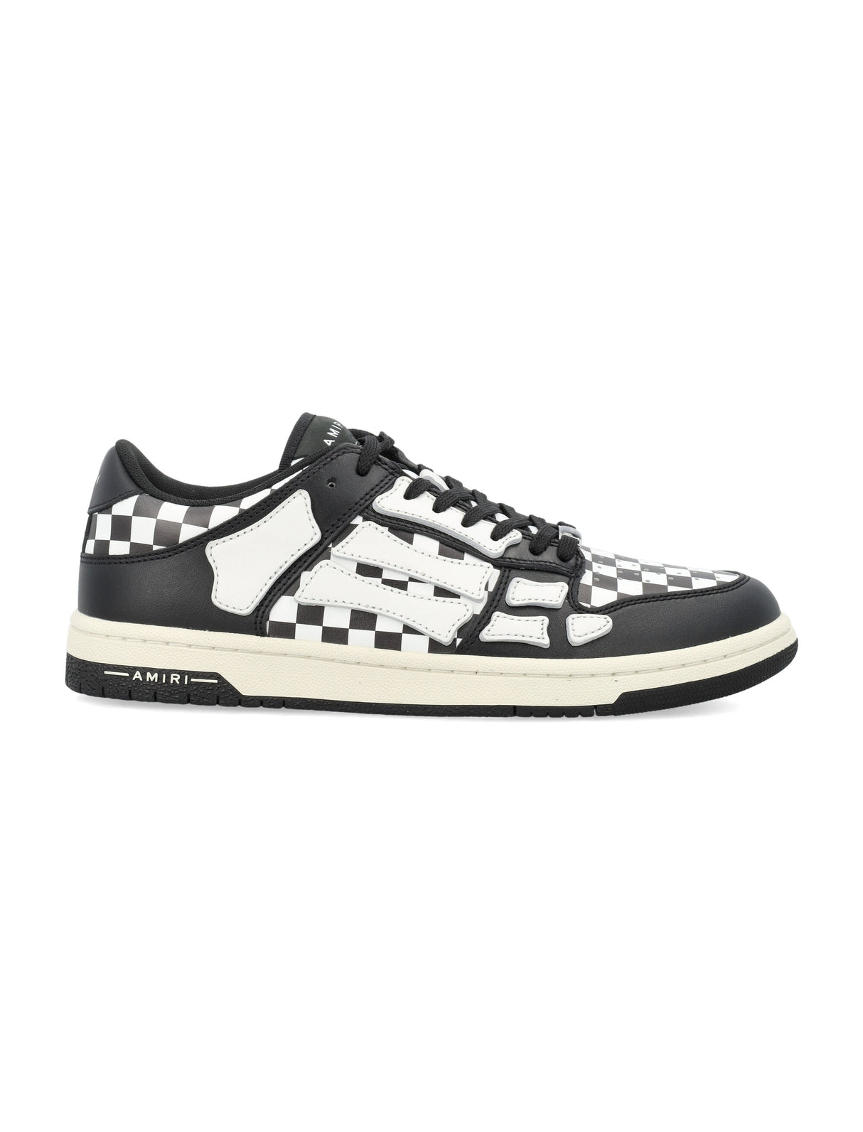 AMIRI Black Checkered Leather Low Top Sneakers for Men