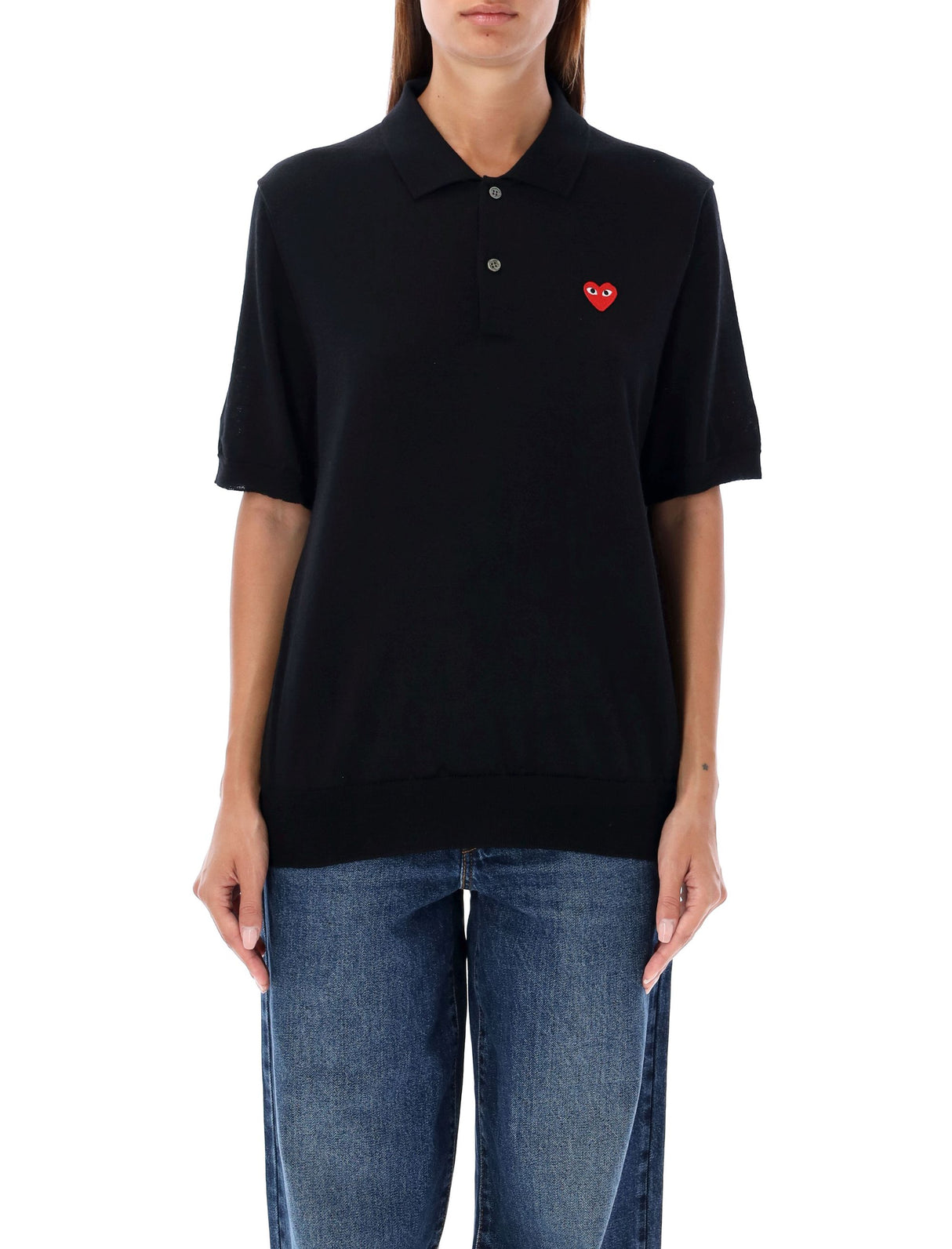 COMME DES GARÇONS PLAY Red Heart Knit Polo Shirt - Short Sleeves