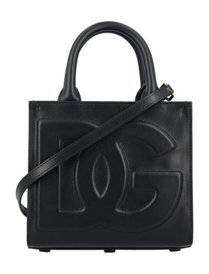 DOLCE & GABBANA Mini Black Calfskin Leather Tote with 3D DG Logo - 6.5"H x 6.9"L x 3.1"W