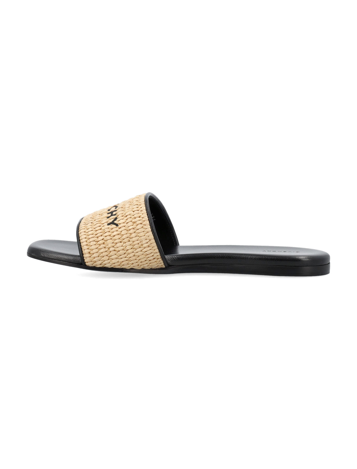 GIVENCHY Chic Flat Raffia Embroidered Logo Slides