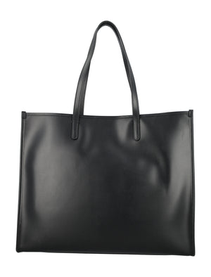 DOLCE & GABBANA Men's Calfskin Shopper with Embossed Logo - Black