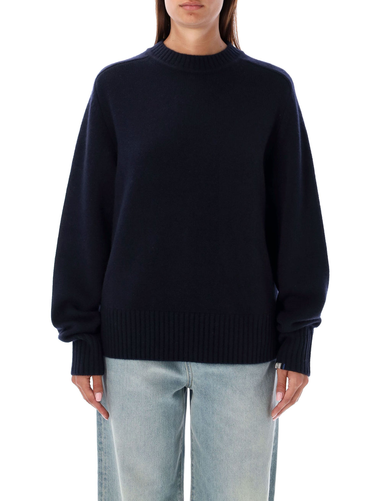 EXTREME CASHMERE Luxurious Navy Cashmere Crewneck Sweater