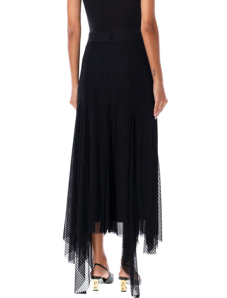 GIVENCHY Elegant Asymmetric Pleated Tulle Midi Skirt