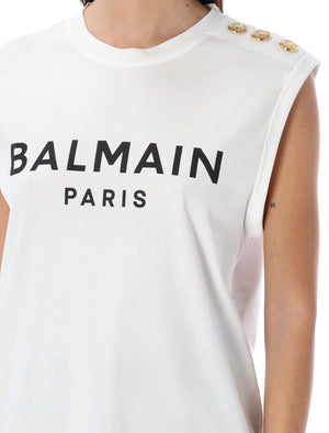 BALMAIN Chic 3-Button Tank Top with Gold Accents