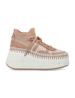 CHLOÉ Eco-Chic High-Top Wedge Sneakers