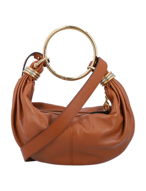 CHLOÉ Mini Grained Leather Hobo Handbag with Bracelet Handle