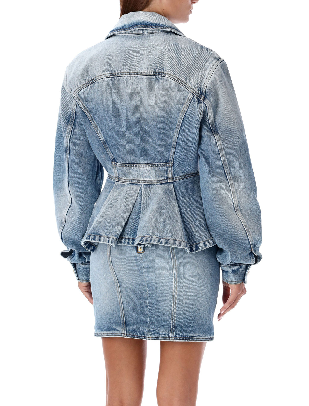 BALMAIN Chic Peplum Denim Jacket