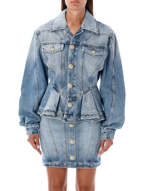 BALMAIN Chic Peplum Denim Jacket