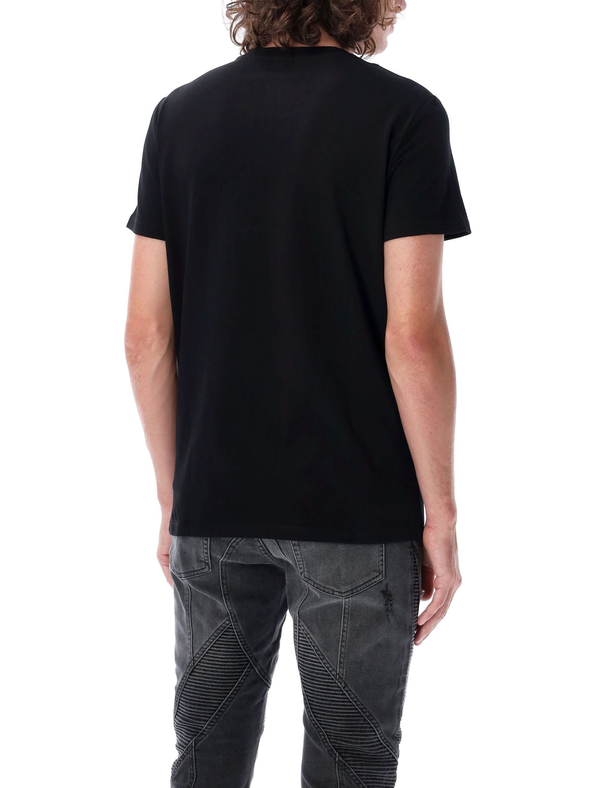 BALMAIN Silver Mini Logo Crew Neck Tee