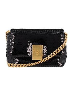 BALMAIN Glamorous Mini Sequin Evening Bag with Gold-Tone Accents