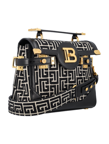 BALMAIN Elegant Monogram Mini Handbag with Golden Accents - 23cm Width