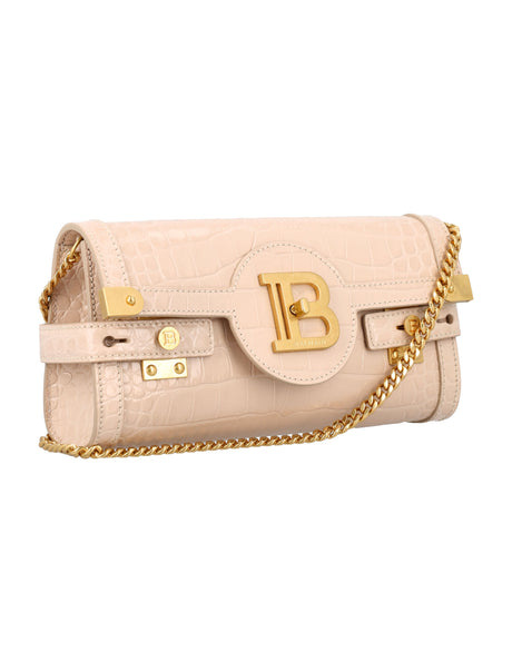 BALMAIN Chic Croc-Embossed Leather Mini Clutch 23cm