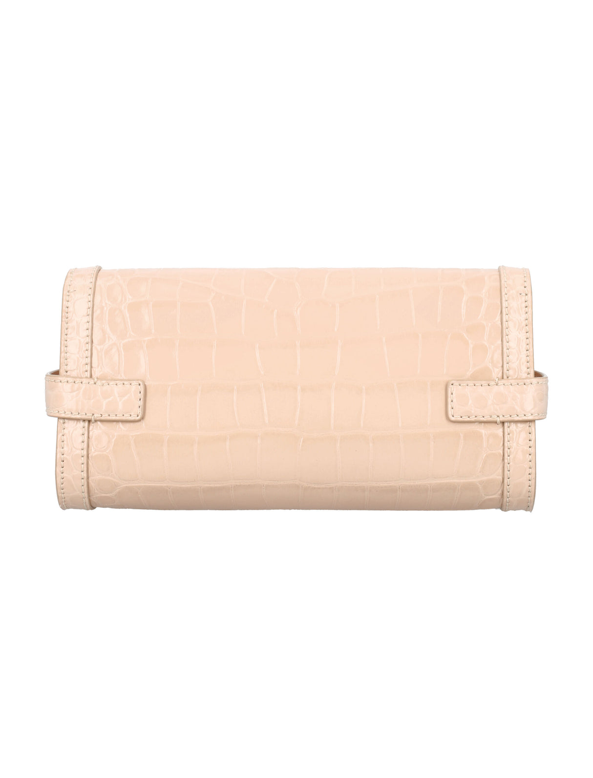 BALMAIN Chic Croc-Embossed Leather Mini Clutch 23cm