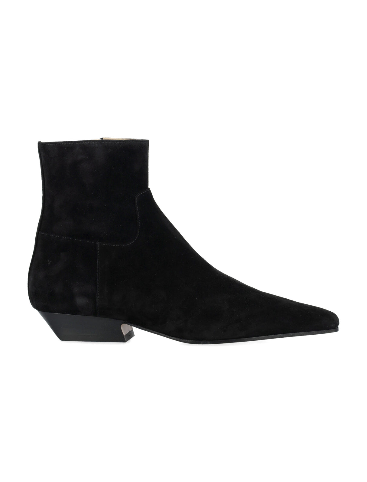 KHAITE Elegant Black Suede Ankle Boots