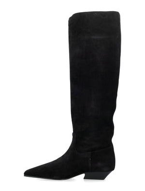 KHAITE Elegant Black Suede Knee-High Boots