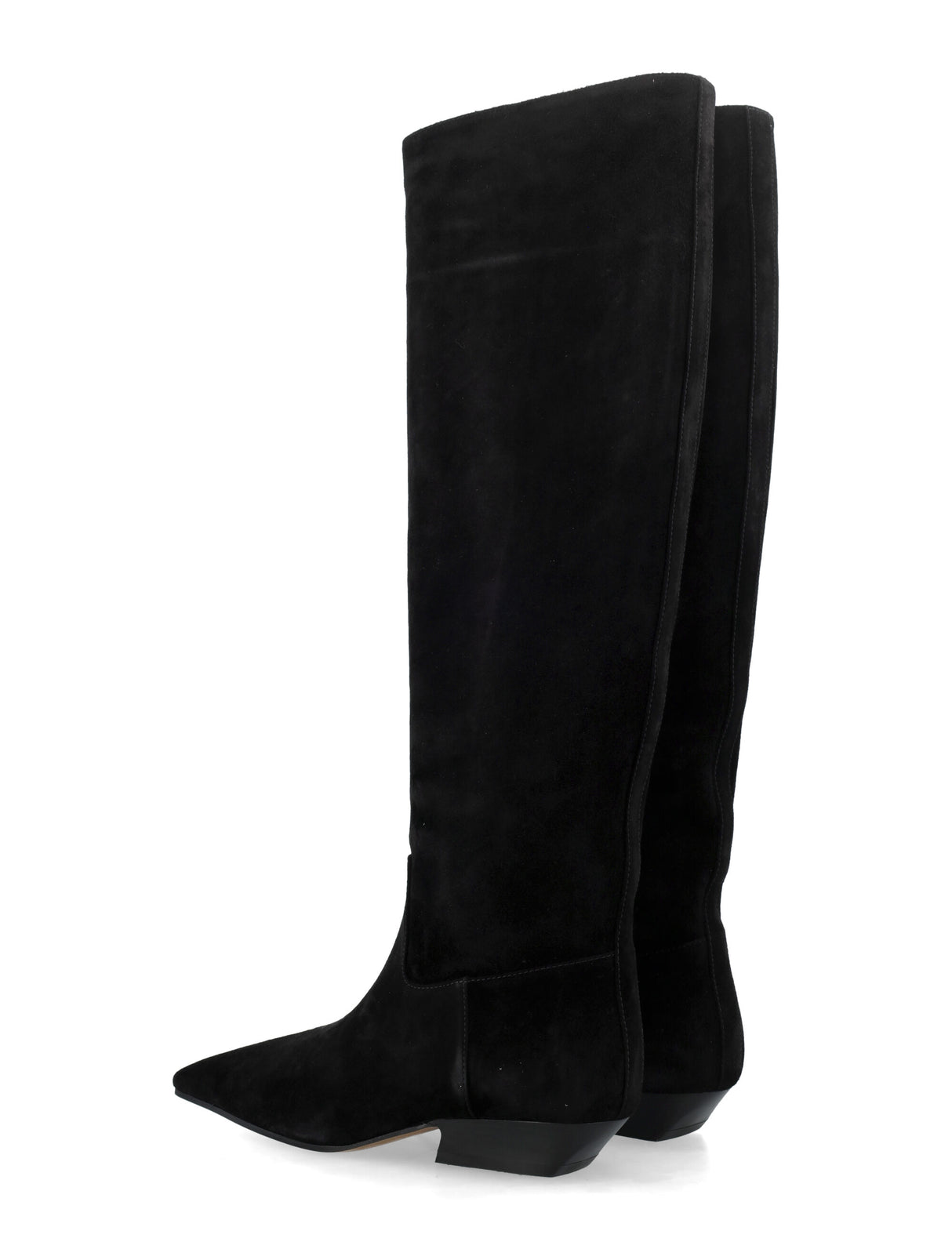 KHAITE Elegant Black Suede Knee-High Boots