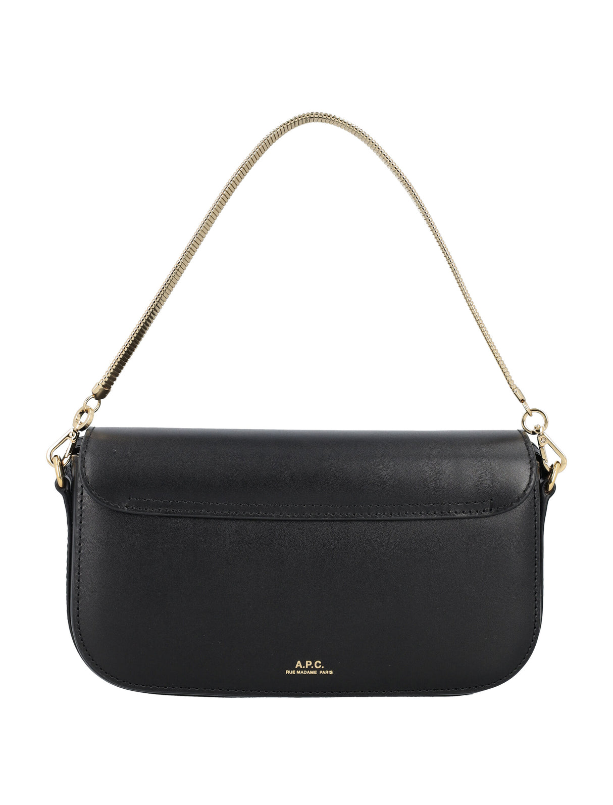 A.P.C. Elegant Leather Mini Clutch with Detachable Chain Strap - 4.3"H x 8"W x 1.6"D