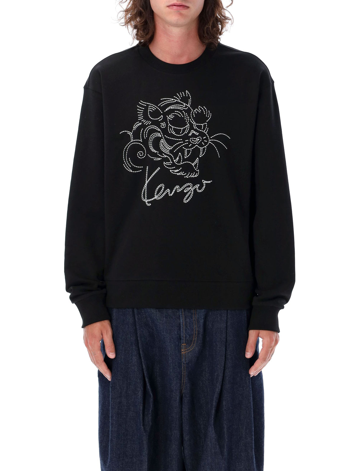 KENZO Men's Relaxed Fit Star Tiger Crewneck Sweatshirt