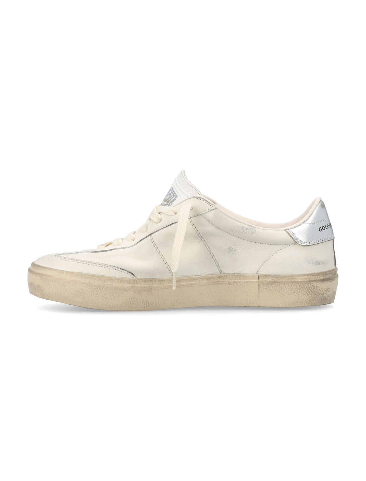 GOLDEN GOOSE Soul-Star Luxury Leather Sneakers in White and Silver