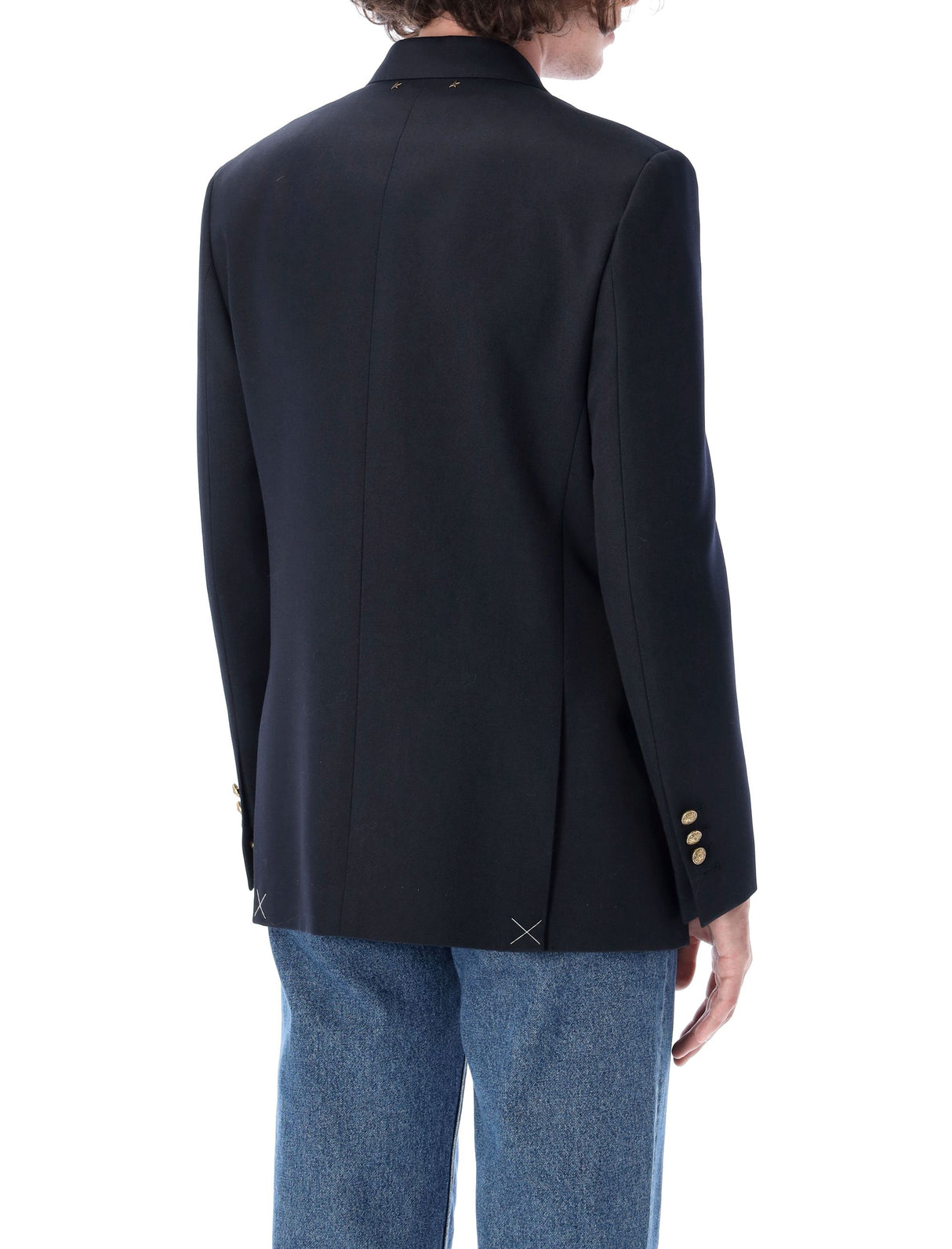 GOLDEN GOOSE Navy Double-Breasted Blazer for Men