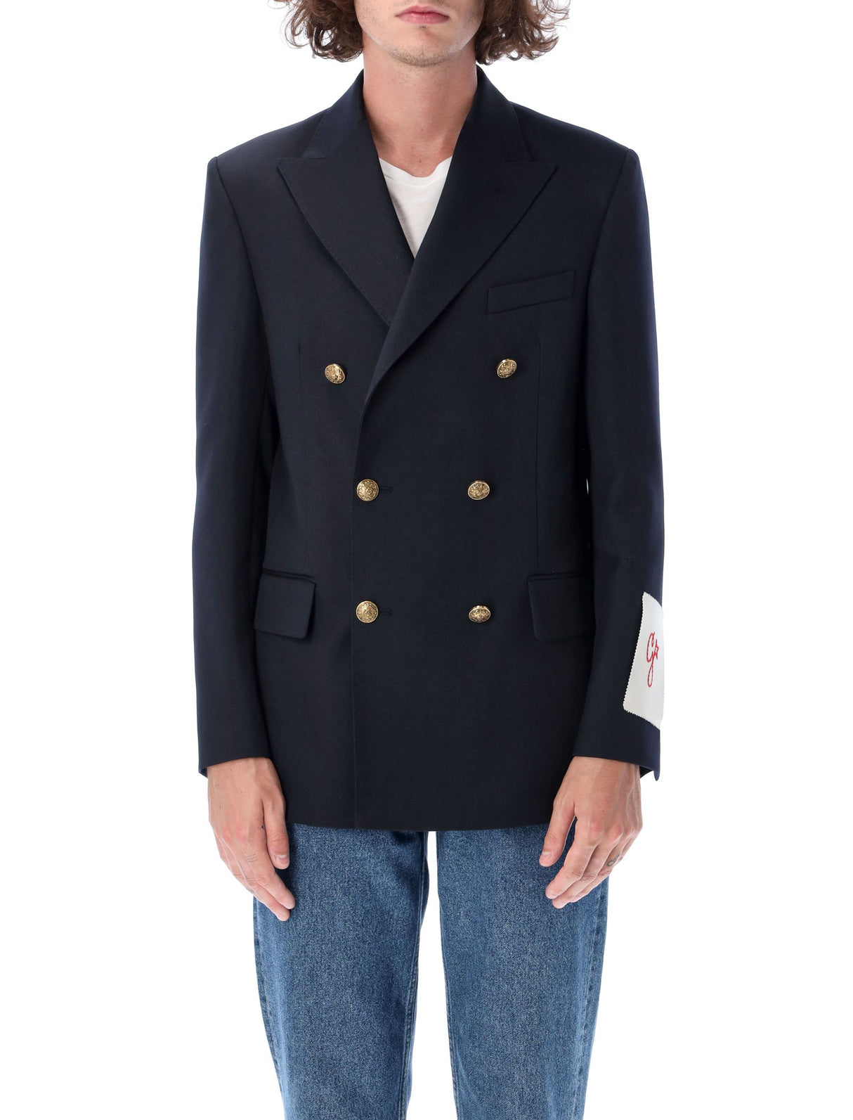 GOLDEN GOOSE Navy Double-Breasted Blazer for Men