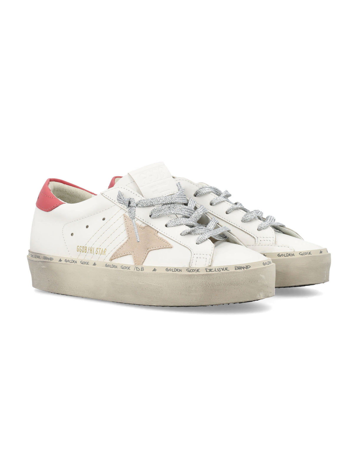 GOLDEN GOOSE Hi Star Distressed Leather Sneakers