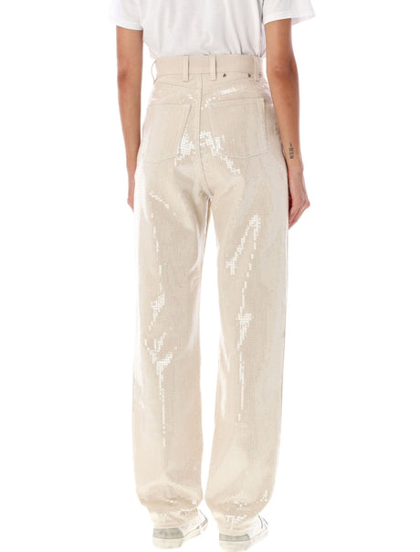 GOLDEN GOOSE Sequin Sparkle High-Waisted Denim Pants