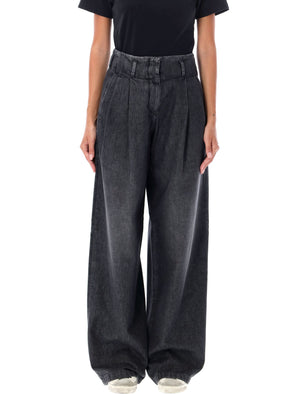 GOLDEN GOOSE Elevated Wide Leg Pleated Black Jeans