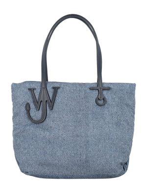 JW ANDERSON Mini Anchor Denim Tote Bag with Leather Straps - 27x33x10.5 cm