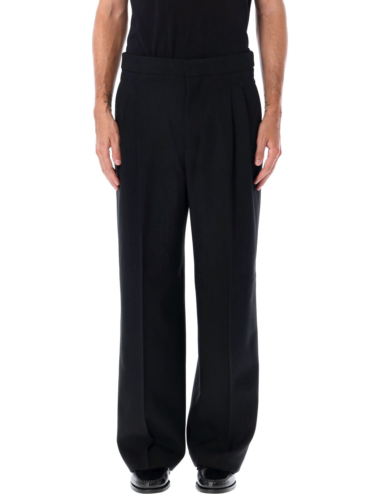 AMI PARIS Elegant Wide-Leg Wool Trousers