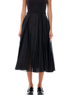 JIL SANDER Elegant Cotton Organdy Midi Skirt