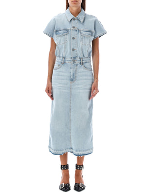 GANNI Eco-Chic Raw Hem Denim Midi Dress