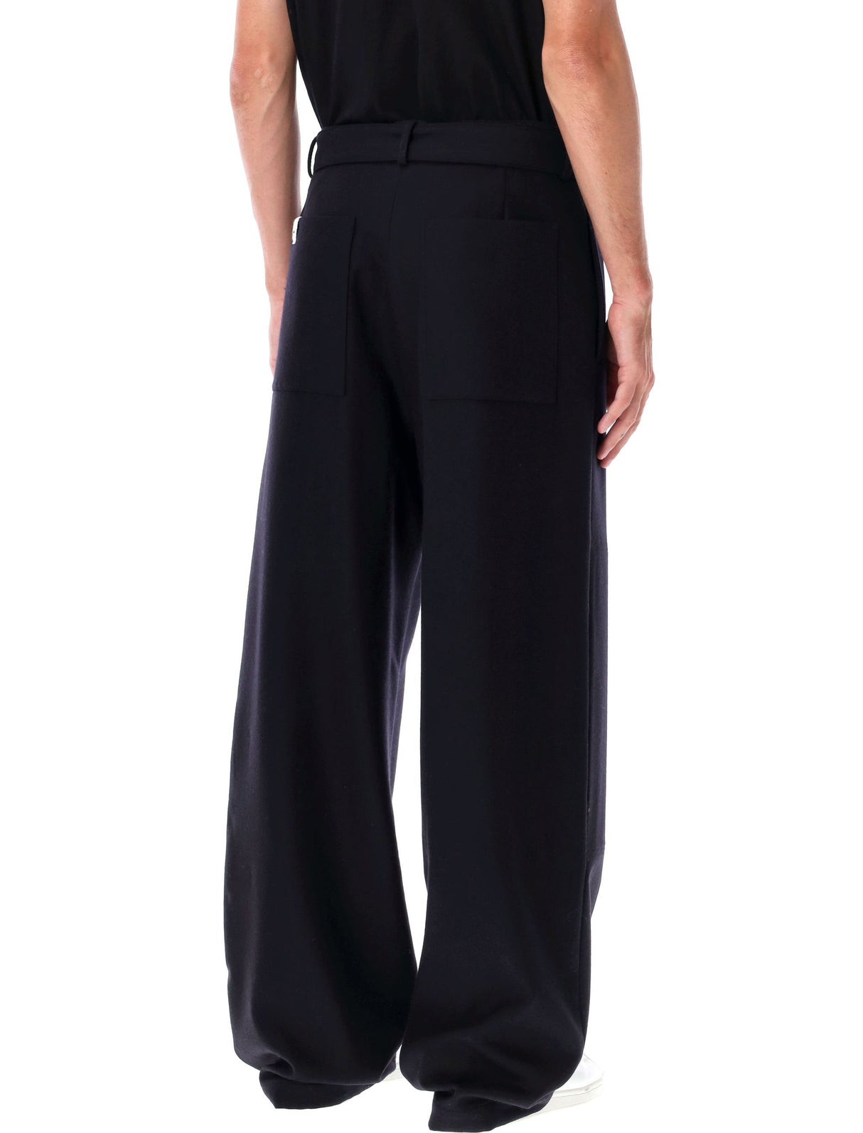 JIL SANDER Sophisticated Wide-Leg Wool Pants with Belt