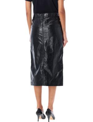 ISABEL MARANT ETOILE Chic Patent Midi Skirt with Stitch Detail