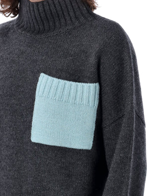 JW ANDERSON High Neck Contrast Pocket Knit Sweater