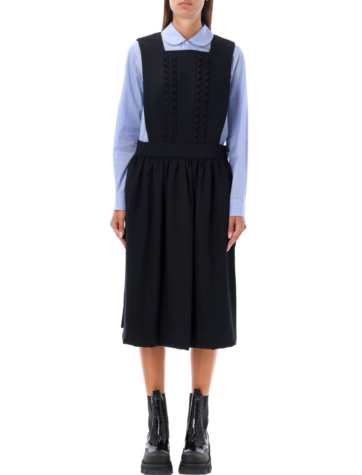 COMME DES GARÇONS A-Line Midi Dress with Gathered Skirt