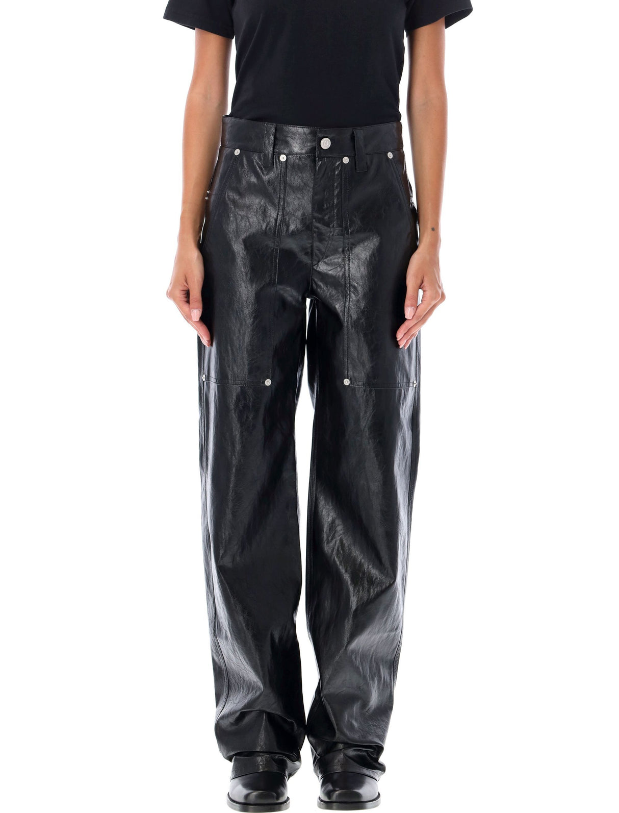 ISABEL MARANT ETOILE Lustrous High-Waist Wide-Leg Pants