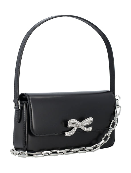 SELF-PORTRAIT Elegant Black Leather Mini Baguette Handbag