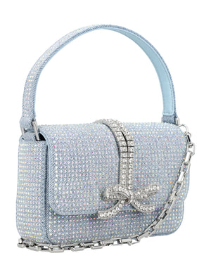 SELF-PORTRAIT Sky Blue Rhinestone Mini Baguette Handbag