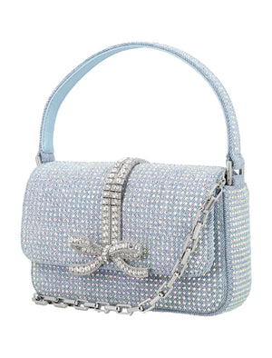 SELF-PORTRAIT Sky Blue Rhinestone Mini Baguette Handbag