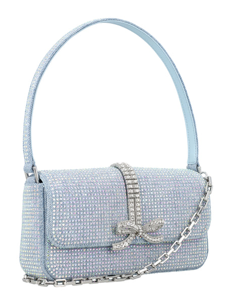 SELF-PORTRAIT Dazzling Denim Mini Handbag with Rhinestone Detail